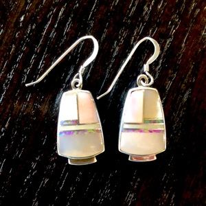 Kenneth Bitsie Navajo opal sterling silver earrings